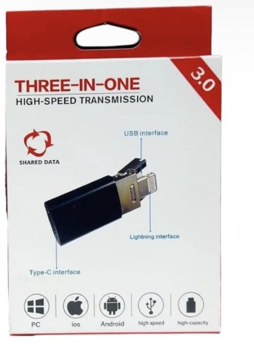 Переходник USB 2.0 (M), USB TypeC (M), Lightning (M), 1.1 м, Переходник AMERIX USB Type-C/Lightning белый