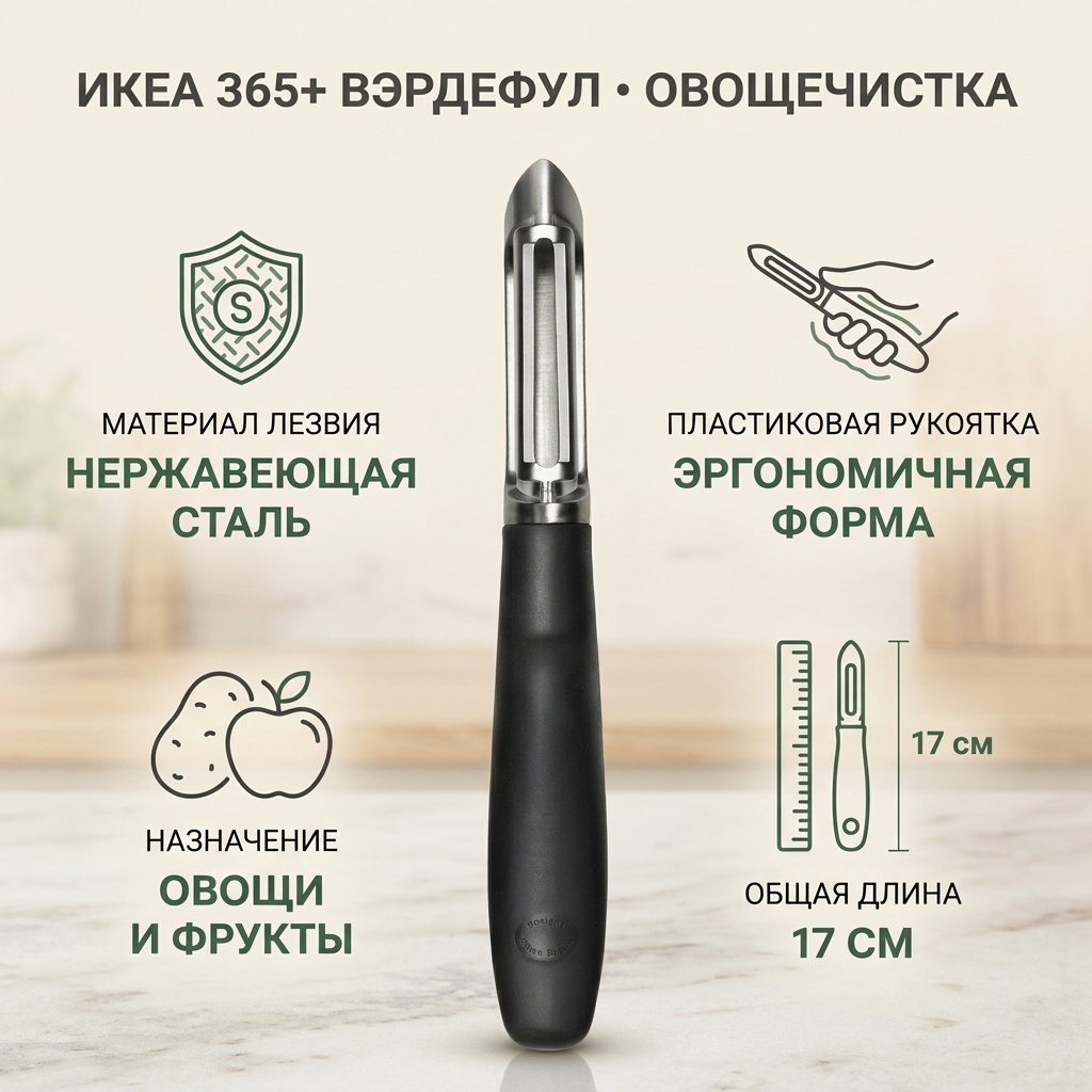 Нож для овощей и фруктов IKEA, лезвие: нержавеющая сталь 1 шт