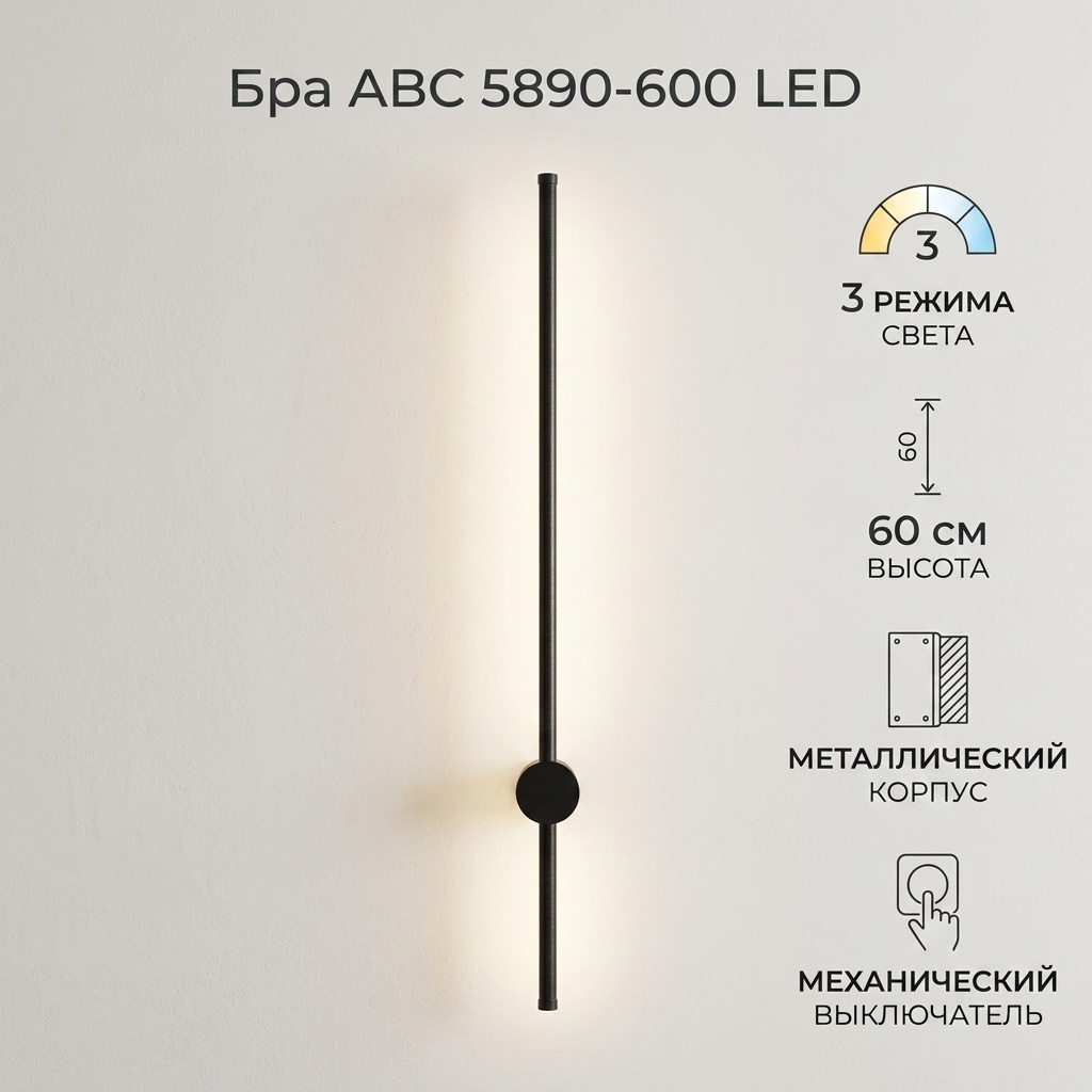 Бра настенный ABC LED, черный