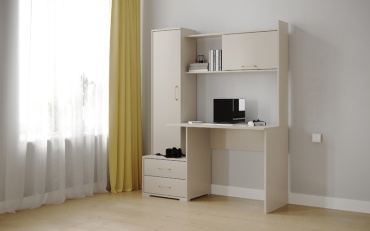 Стол компьютерный с надстройкой ТЭКС Квартет, 140х55x171.6 см, бежевый