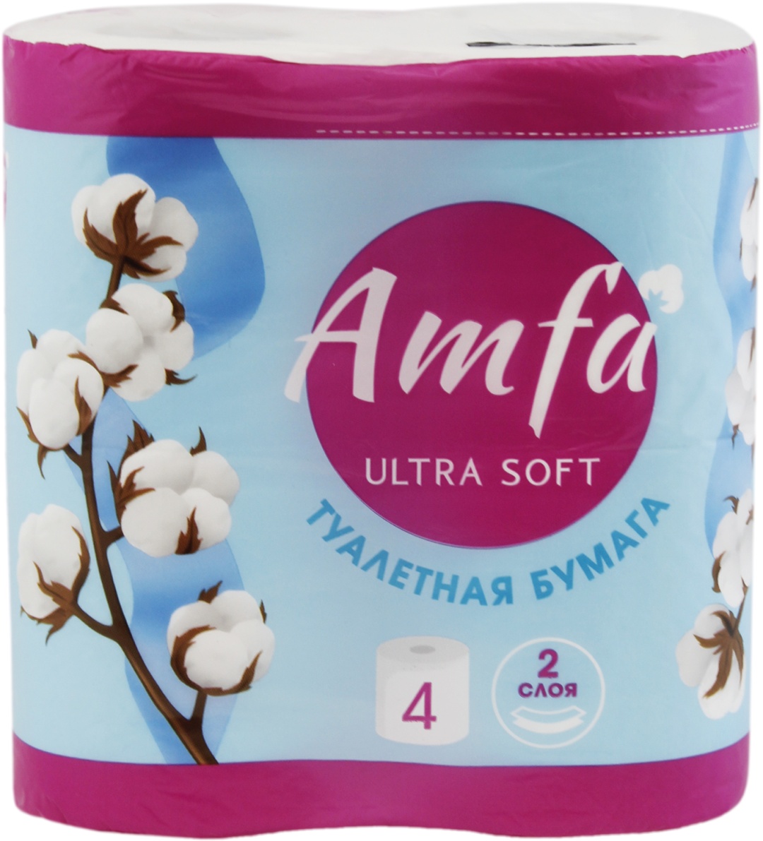 AMFA туалетная бумага 2-слойный 4 шт, вторичная целлюлоза