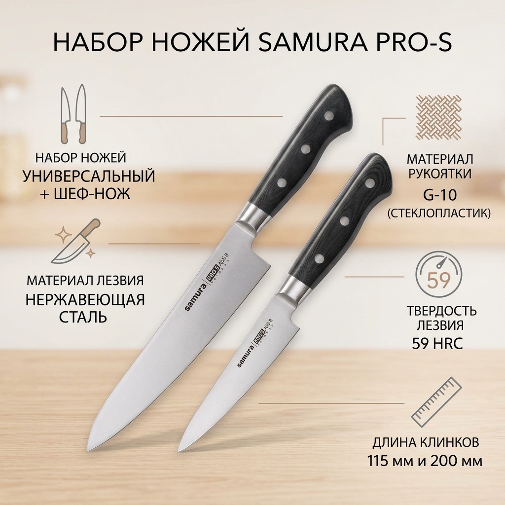 Набор ножей Samura SP-0210/K, лезвие: нержавеющая сталь 2 шт