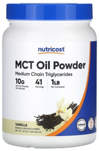 Аминокислота Nutricost порошок из масла MCT, со вкусом ванили, 454 г (16 унций) ваниль