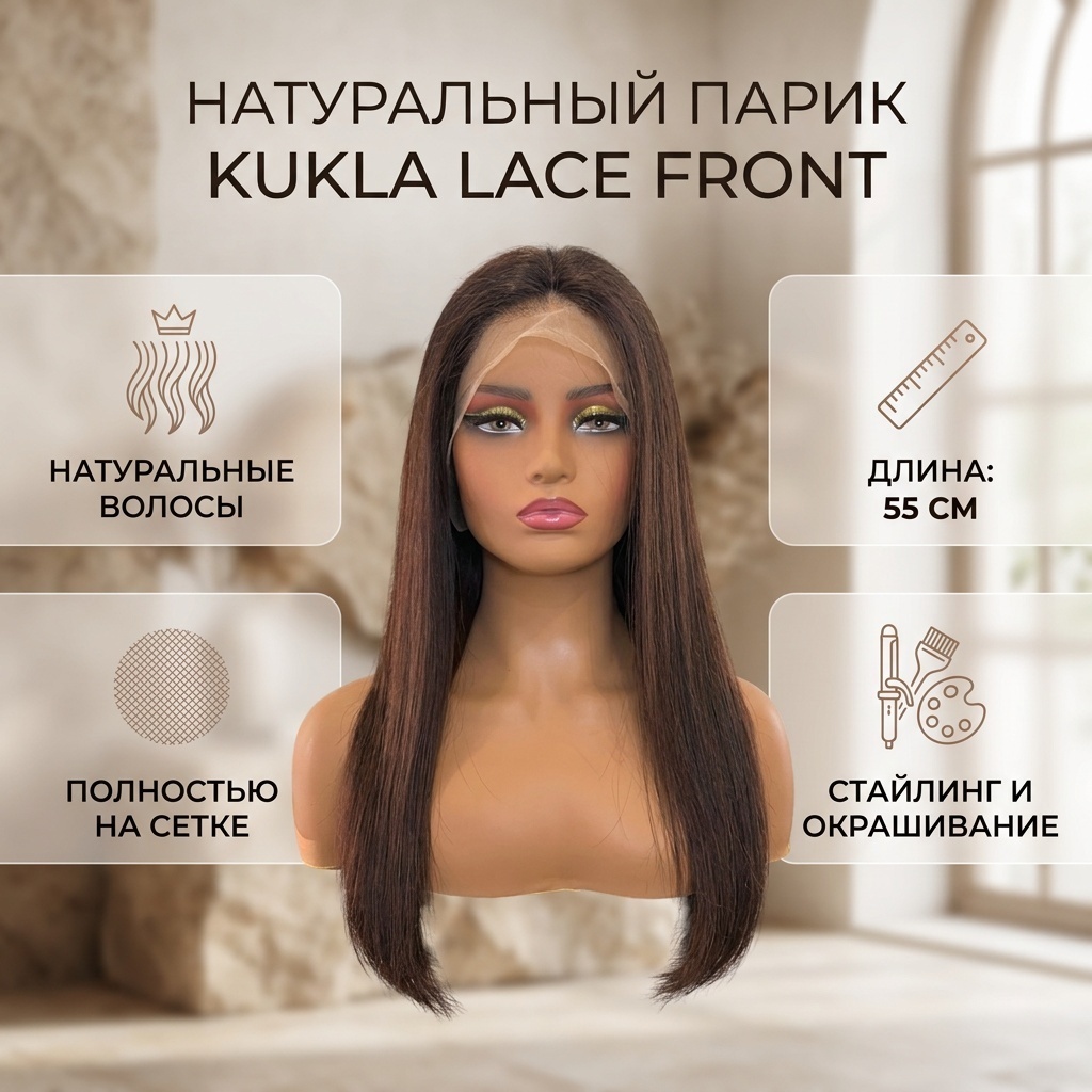 Парик на сетке коричневый женский