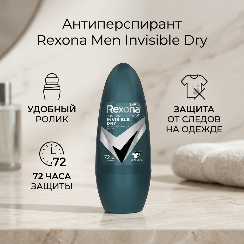 Rexona Invisible Dry антиперспирант для мужчин 50 мл