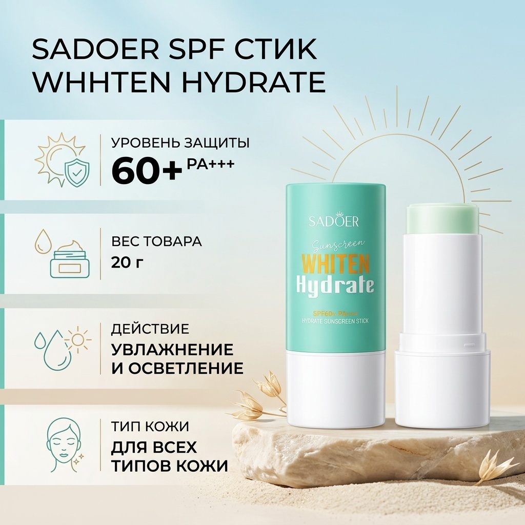SADOER стик СПФ Стик Sunscreen whiten hydrate для лица 20 г