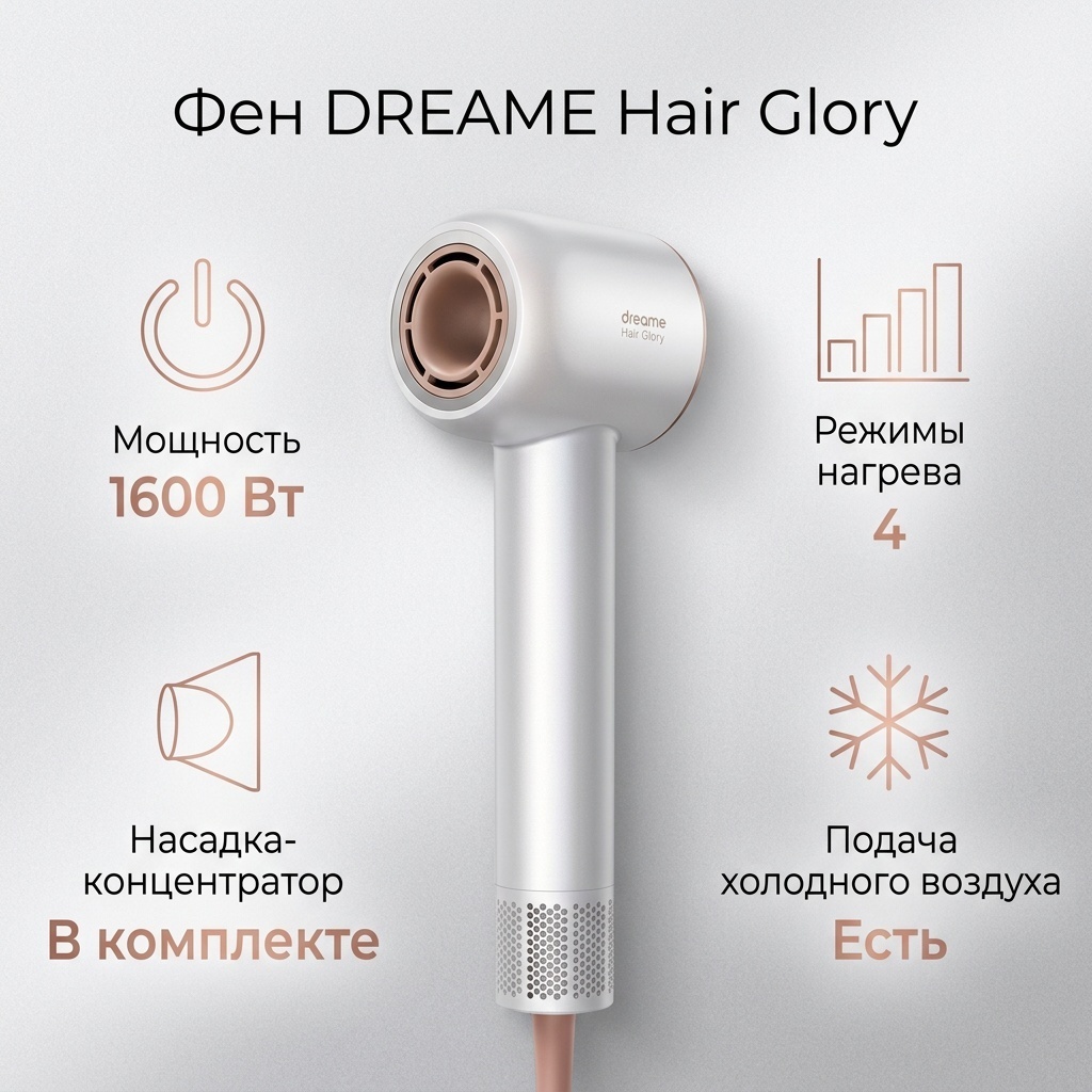DREAME Hair Glory фен серебряный