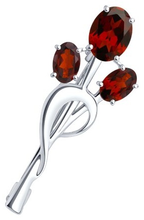 Брошь Diamant 94-340-01165-2 вес 2.41 г серебро, гранат