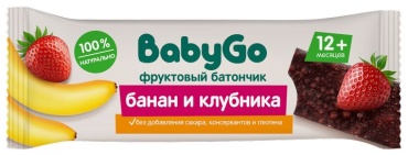 BabyGo фруктовый батончик банан и клубника 25 г