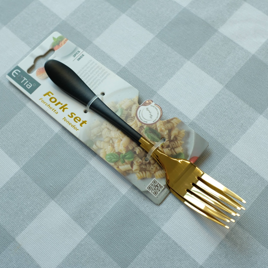 Вилка Eotia 2 шт, черный, золотистый Golden fork set
