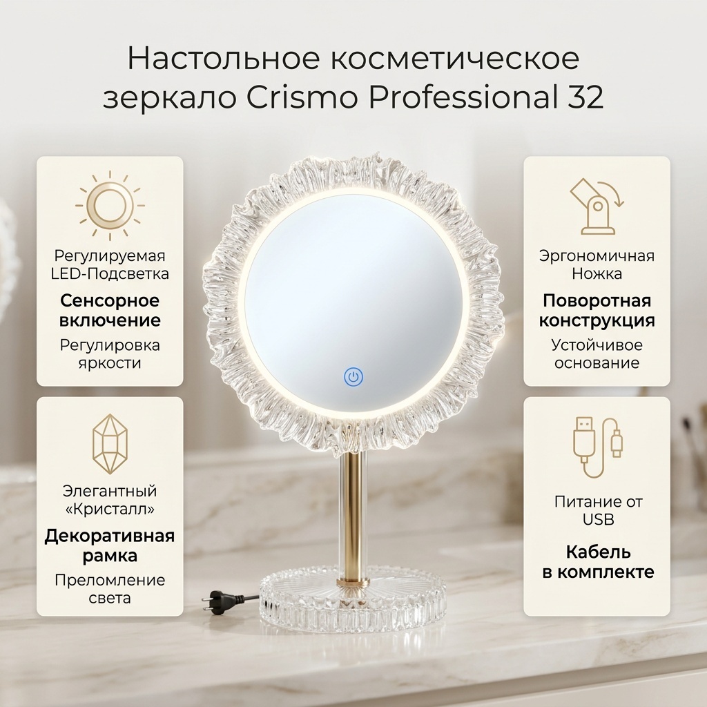 Crismo Professional зеркало настольное косметическое 32