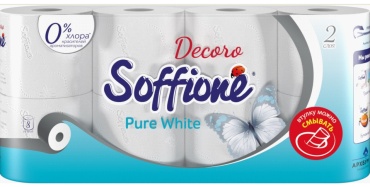 SOFFIONE туалетная бумага 2-слойный 8 шт, первичная целлюлоза