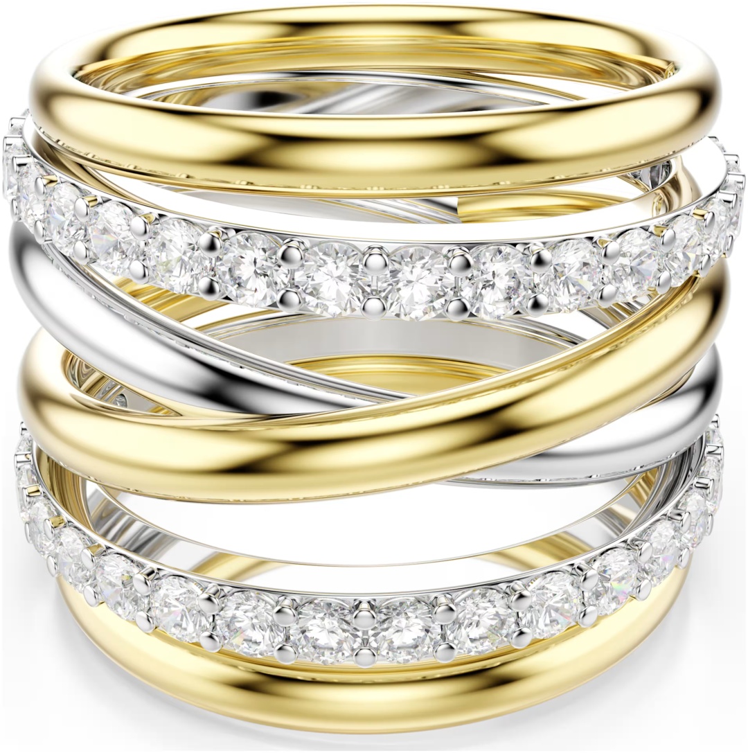 Кольцо Swarovski 5740413 размер 16 бижутерный сплав, кристаллы Swarovski, золотистый, белый