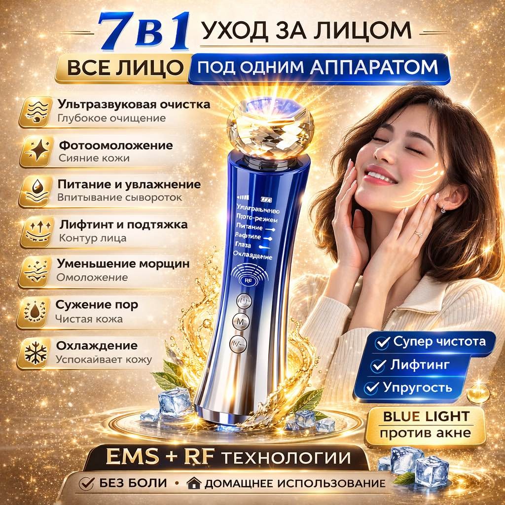 KosmoTex аппарат для RF-лифтинга, аппарат светодиодной LED терапии, маска для лица с EMS-лифтингом