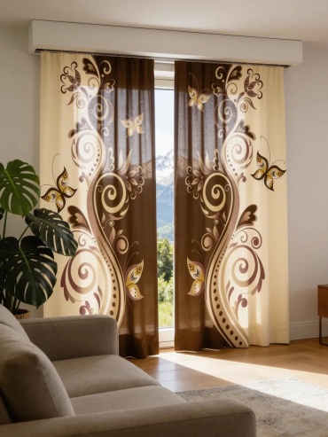 Портьеры Decorito 290x260 см 1 шт, габардин, коричневый