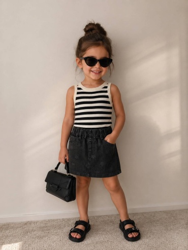 Джинсовая юбка Fashion kids черный, серый