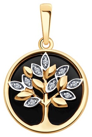 Подвеска Diamant 51-330-02481-1 вес 2.06 г золото, агат, фианит