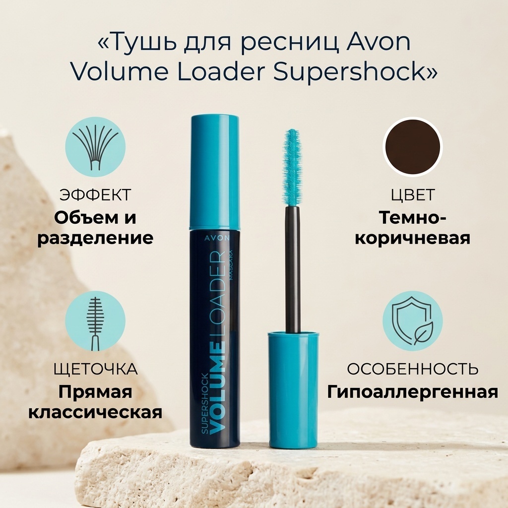Тушь для ресниц Avon Volume Loader Supershock для объема коричневый