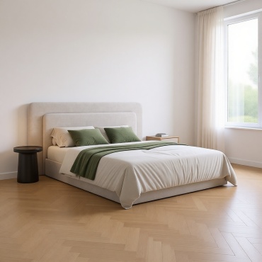 Кровать SM Company Linear двуспальная, 160x200 см (без матраса, без подъёмного механизма) белый
