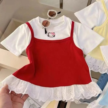 Футболка Hello Kitty белый, красный