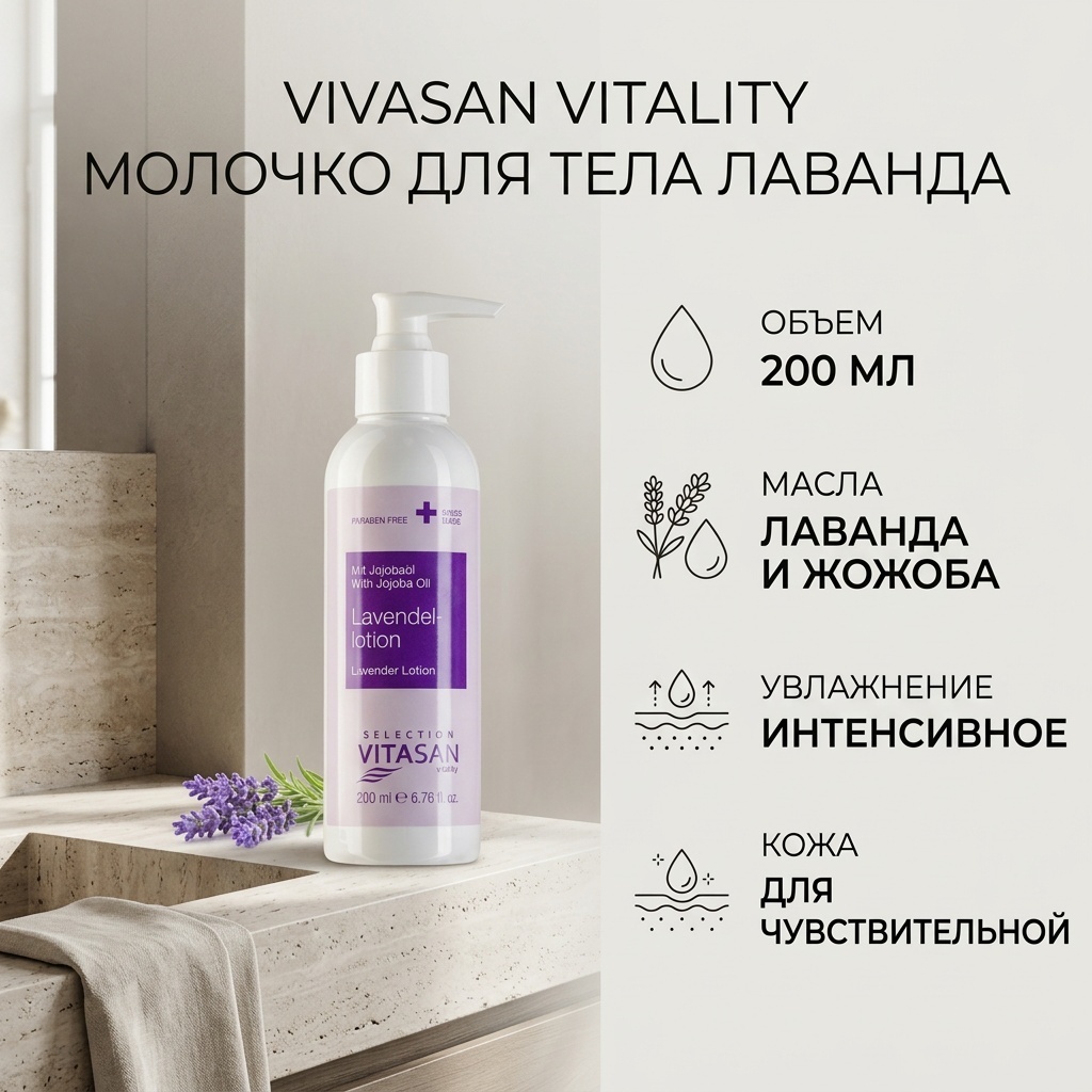 Vivasan Лаванда с маслом жожоба молочко для тела 200 мл