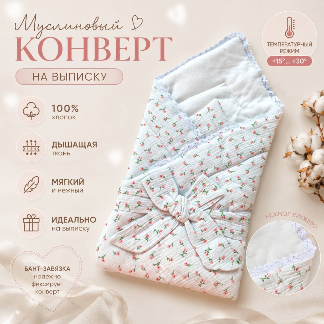 Конверт-одеяло LeoRi KIDS голубой, розовый