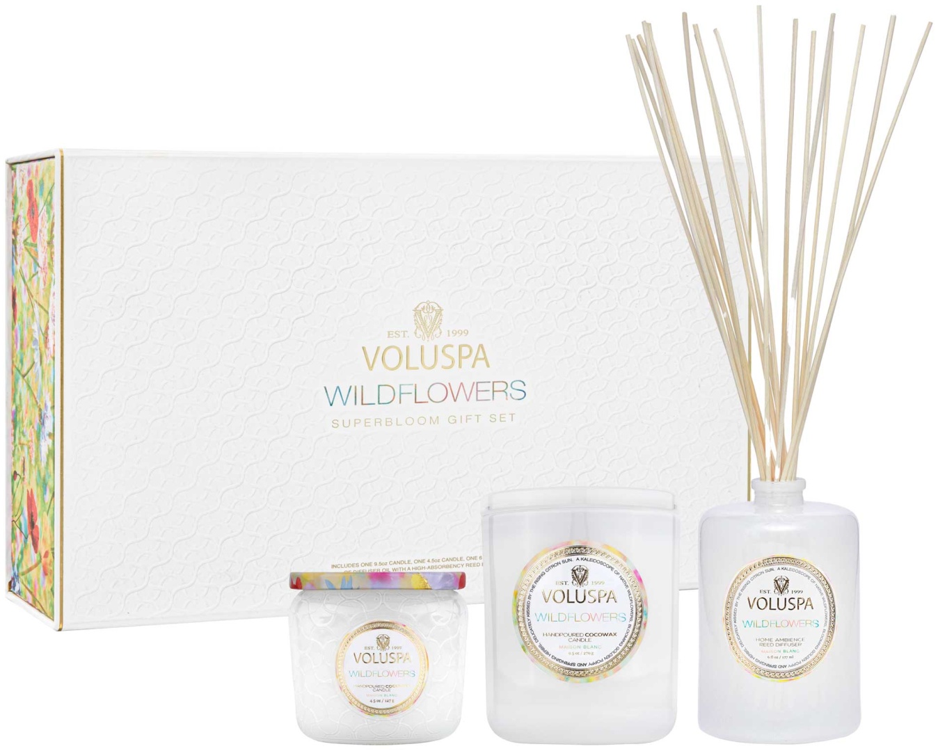 Диффузор с палочками Voluspa Золотого мака , Полевых цветов , цветущих трав, цитрусовых 177 мл