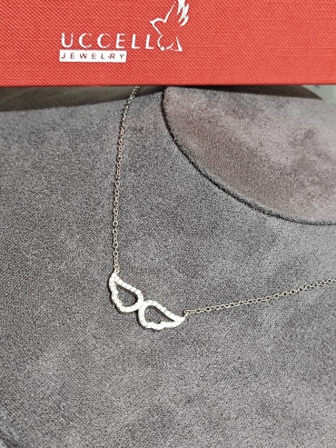 Колье UCCELLO jewelry U014 длина 45 см вес 3.5 г серебро, фианит