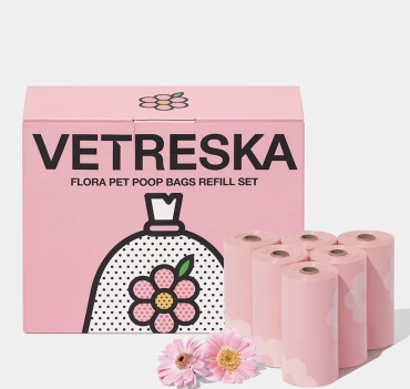 VETRESKA пакеты розовые 12 рулонов, 180 шт
