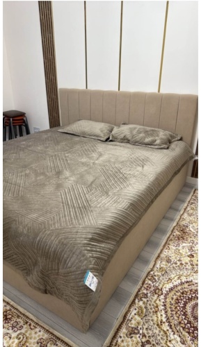 Покрывало с наволочками Home Collection 210х230 см, велюр, капучино