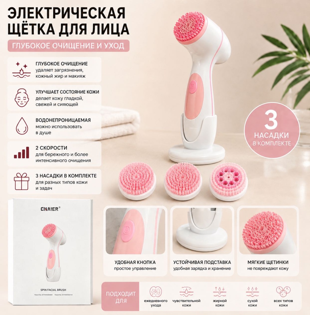 CNAIER электрическая щеточка для очищения лица