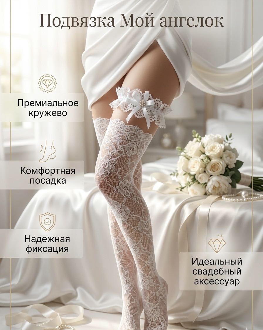 Подвязка Мой ангелок универсальный белый
