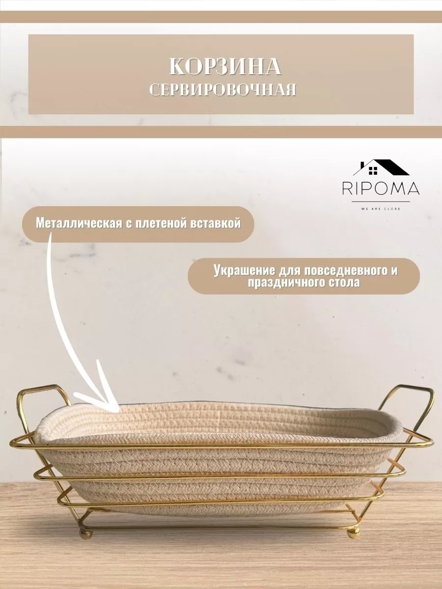 RIPOMA WE ARE CLOSE корзина для хлеба PRC- KVADRAT METALL, текстиль, металл