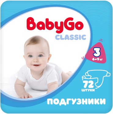Подгузники BabyGo 3, 72 шт