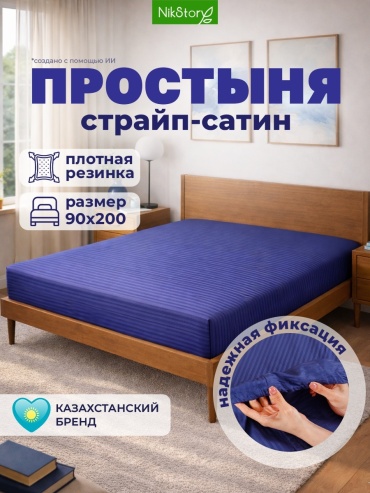 Простыня NikStory Полосы 90x200, хлопок, страйп-сатин