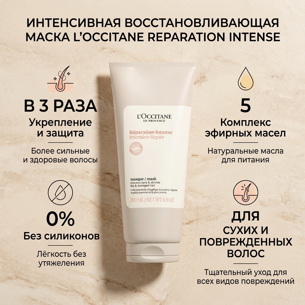 L'Occitane маска Интенсивная восстанавливающая маска 200 мл