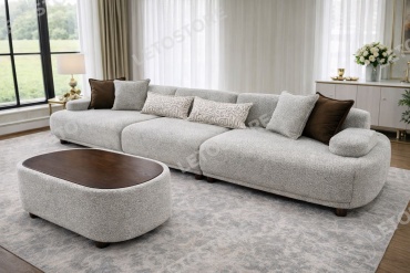 Диван Letostore Laguna Lux, 400х108 см, обивка букле, серый