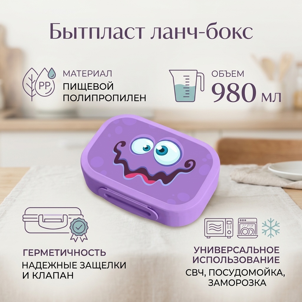 Бытпласт ланч-бокс 431320603 1 шт, полипропилен
