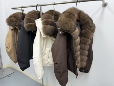 Парка FASHION коричневый, белый