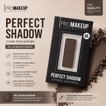 PROMAKEUP laboratory тени сухие PERFECT SHADOW 08 асфальтовый