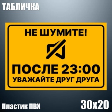 Табличка Не шумите после 23:00 30x20 см