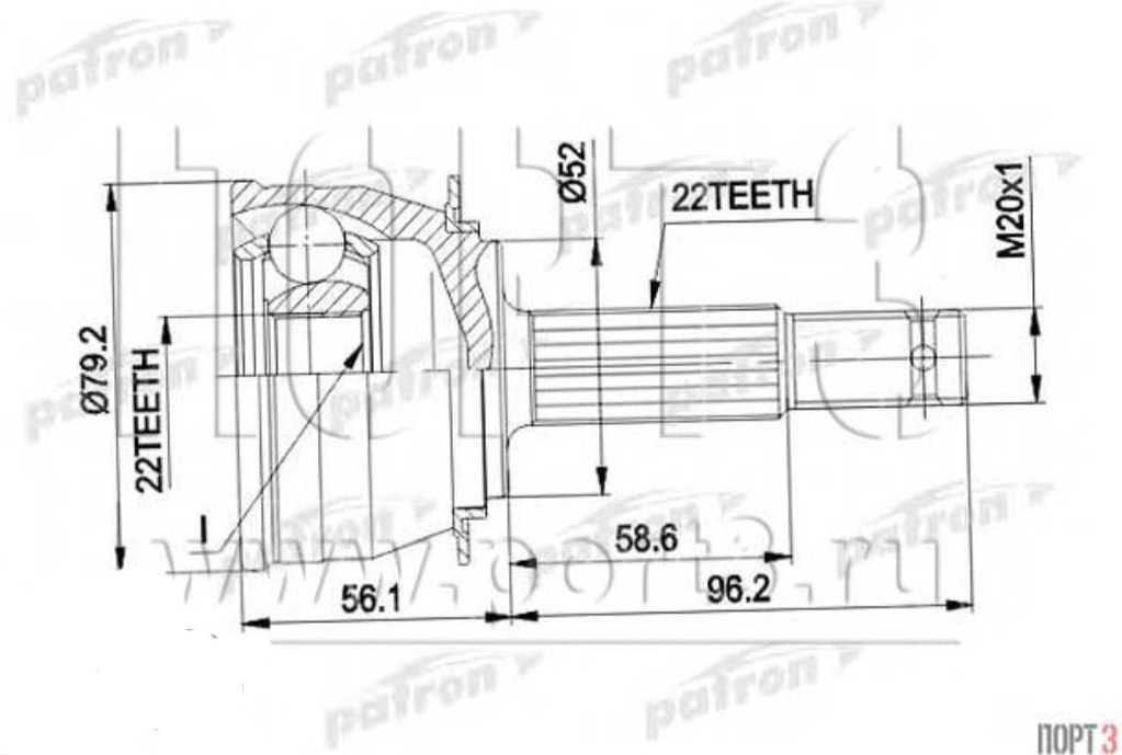 PATRON шрус наружный PCV1234