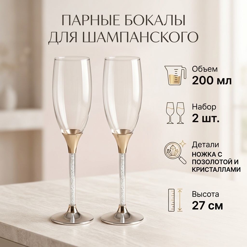 Набор бокалов 200 мл, стекло, 2 шт