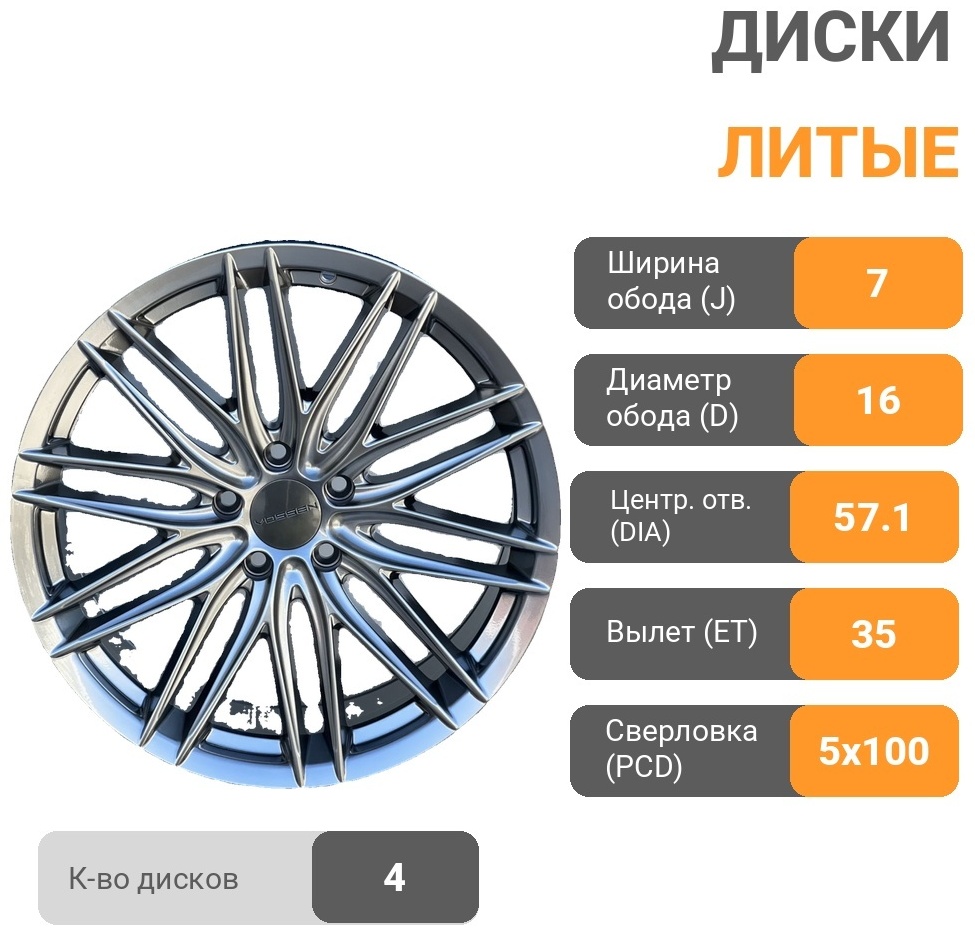 RNO 2078 7x16/5x100 D57.1 ET35 4 диска графит