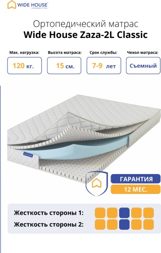 Матрас WIDE HOUSE Zaza-2L Classic, 110x185x15 см