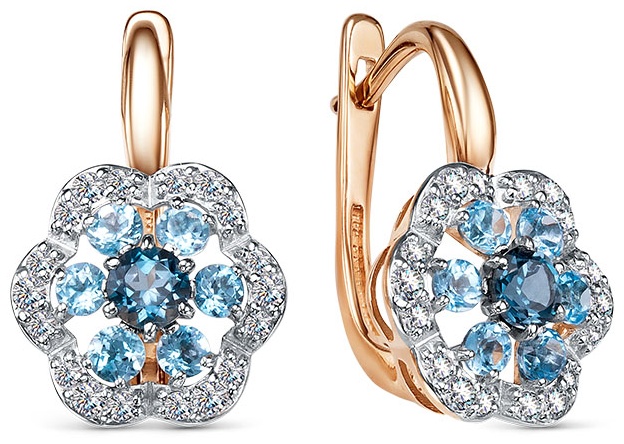 Серьги Lucente EAR-LU-585-878439 вес 2.34 г золото, топаз, фианит