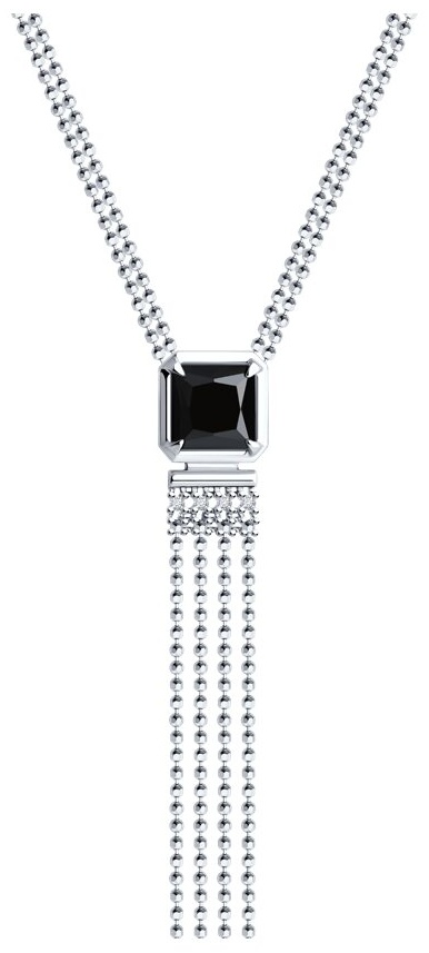 Колье Diamant 63576 длина 45 см вес 4.99 г серебро, фианит