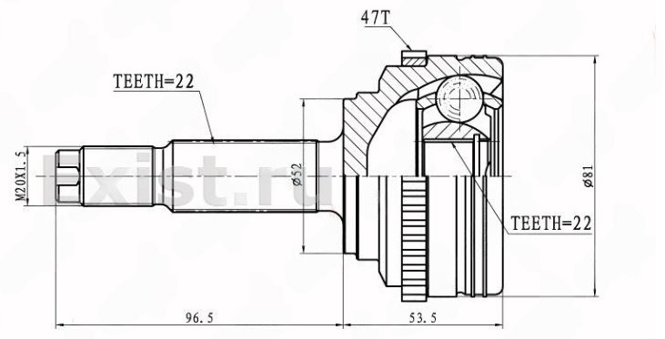 LYNXauto шрус наружный CO1825A