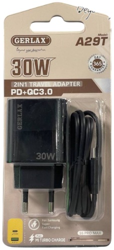 GERLAX G005 USB Type-C, USB 30 Вт черный