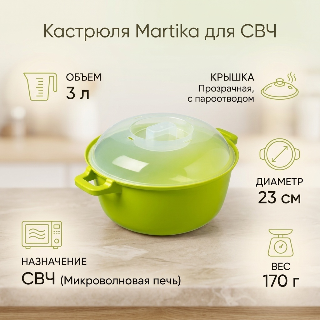 Кастрюля 3 л, Кастрюля для микроволновой печи СВЧ алюминий